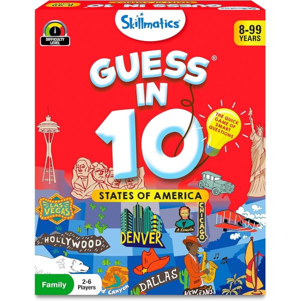 스킬매틱스 카드 게임 - 미국 10개 주 추측 보드 게임을 좋아하는 소년 소녀 어린이를 위한 교육 여행 장난감 지리와 역사 8세 9세 10세 이상을 위한 선물 / Skillmatics