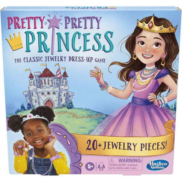 프리티 프리티 프린세스 보드 게임 5세 이상 어린이를 위한 클래식 주얼리 드레스업 게임 2-4명의 플레이어를 위한 게임 / Hasbro